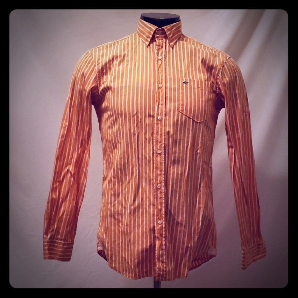 LACOSTE‎ Orange Regular Fit Dress Shirt Sz 38